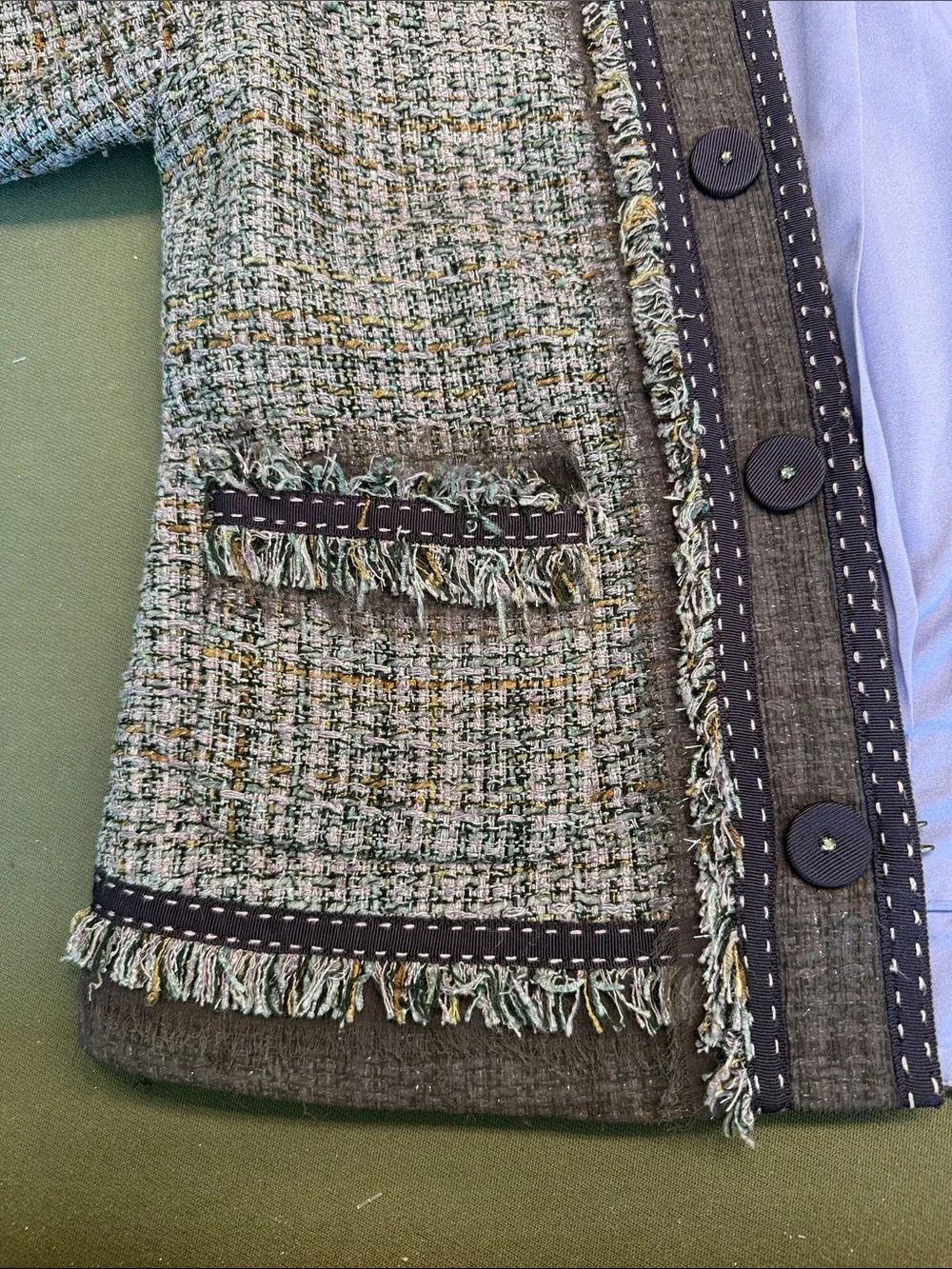 Rebecca Taylor Lilac & Lavender Tweed Jacket with Fringe Trim